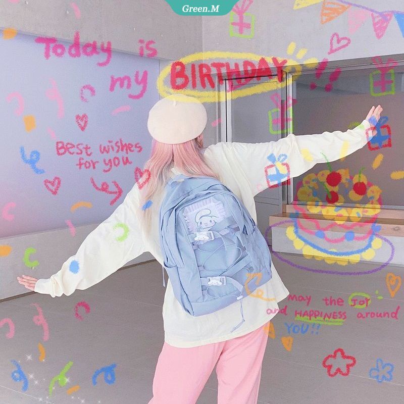 SANRIO Ba Lô Đi Học Cỡ Lớn In Họa Tiết Hoạt Hình My Melody Kuromi Dễ Thương Cho Nữ