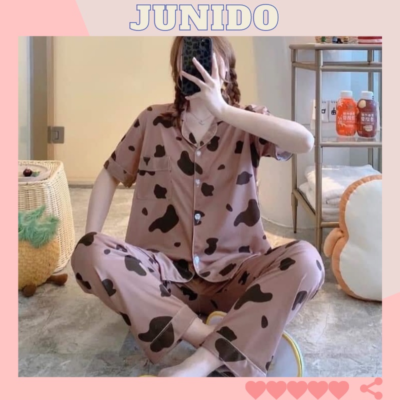 Bộ ngủ pijama cộc dài cute mặc nhà chất siêu mịn JUNIDO B26