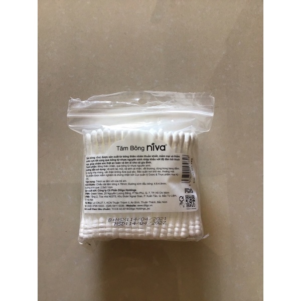 2 Gói Tăm bông NiVa cotton buds gói 200 que nhựa