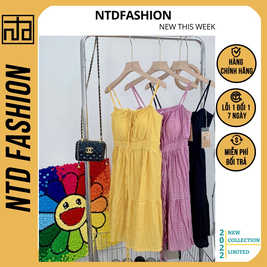 Váy 2 dây thắt nơ ngực, váy body đuôi xòe chất liệu vải cotton xốp nhăn cao cấp freesize dưới 57kg - SETVAY129