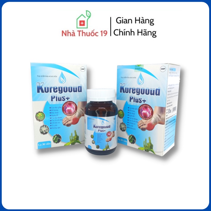 KOREGOOUD PLUS+ (Hộp 30 viên) Hỗ Trợ Giảm Acid Uric, Giúp Giảm Hiệu Quả Chứng Sưng, Đau Khớp Do Gout