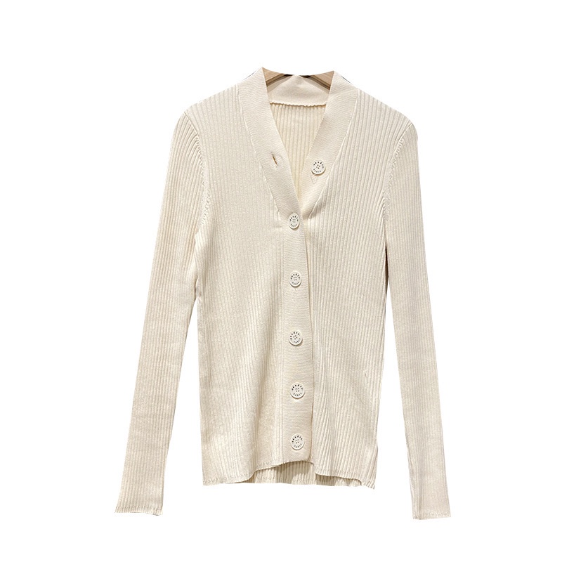 D0DE Sandro 20222022 spring and summer new slim single-breasted V-neck knitted cardigan light mature temperament coat for women