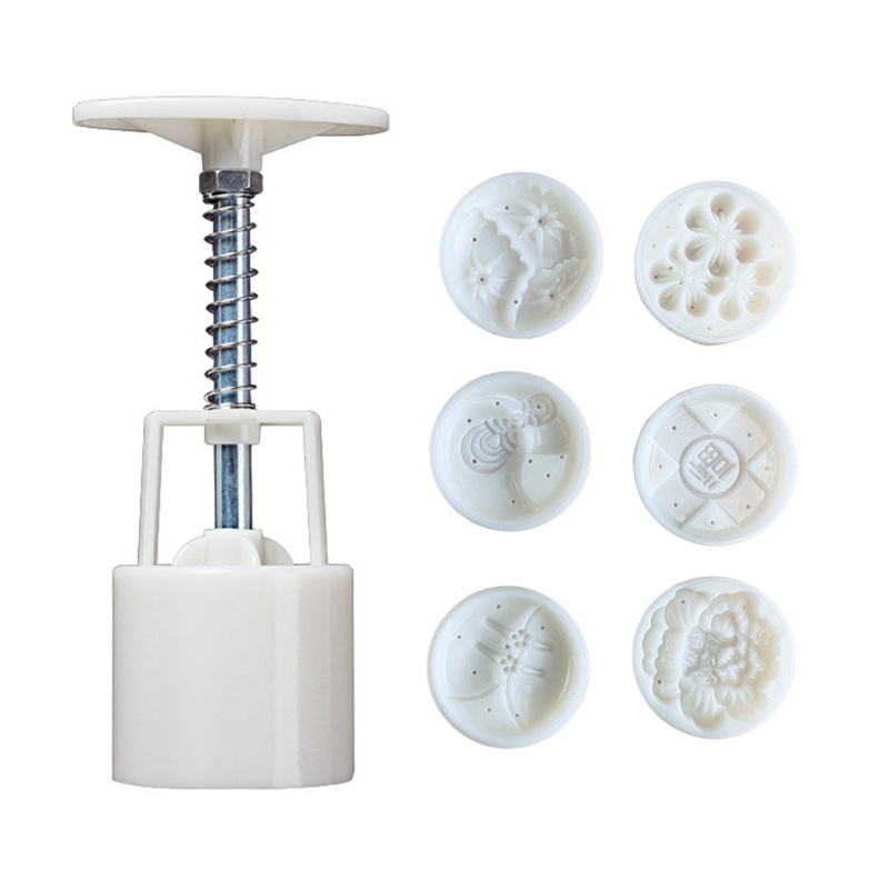 Bộ dụng cụ ép làm bánh trung thu 50g kèm 6 khuôn