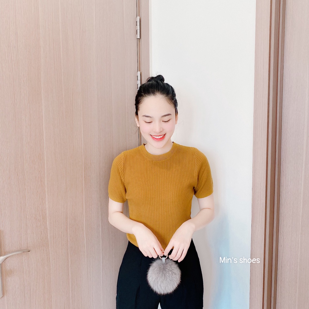 Min's Shoes - Áo Len Tăm Dệt Kim Cộc Tay Áo 410 - Len
