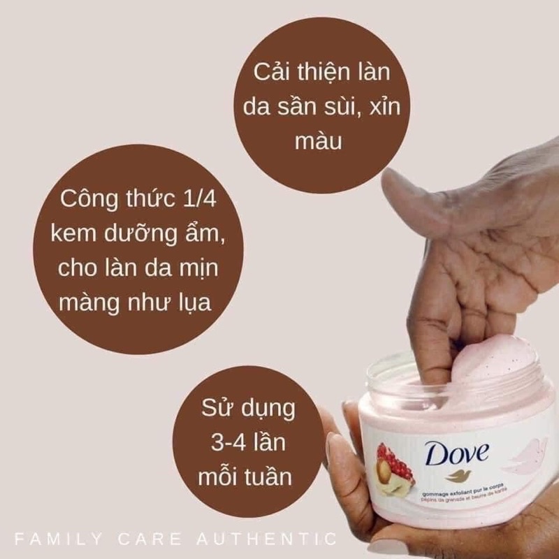 Tẩy tế bào chết Dove Bản Đức 225ml cho làn da mịn màng