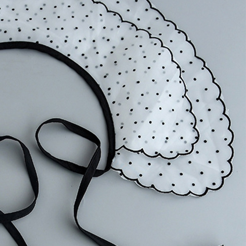 Khăn Choàng Cổ Giả Hai Lớp Họa Tiết Chấm Bi Màu Đen Phong Cách Cổ Điển Thanh Lịch Dành Cho Nữ