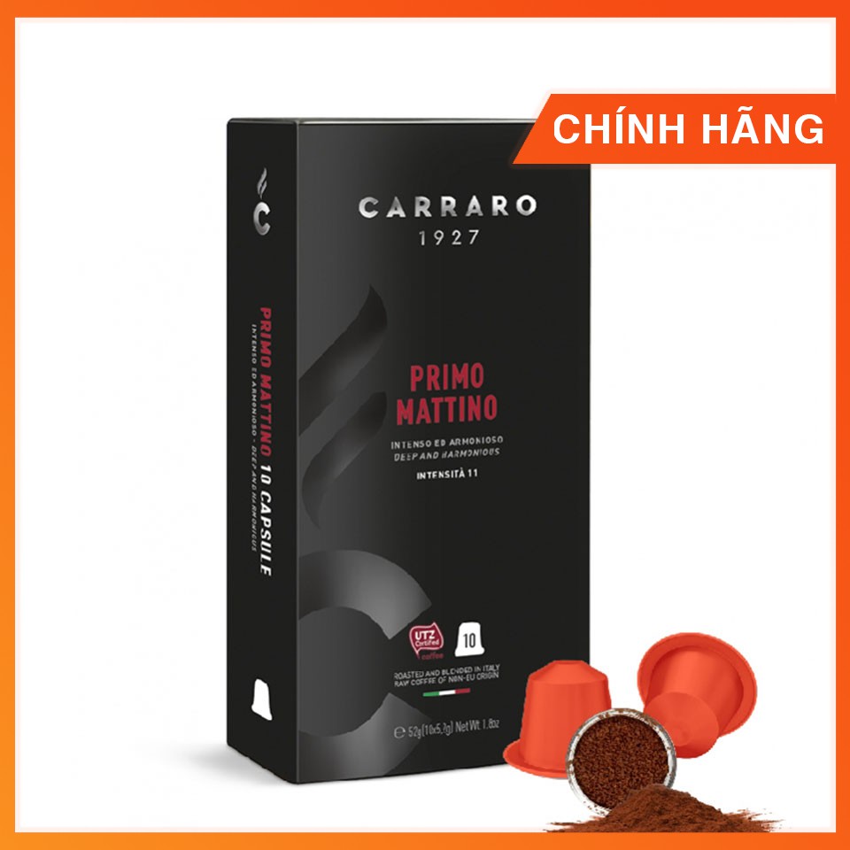 Viên nén cà phê Nespresso compatible CARRARO PRIMO MATTINO nhập khẩu Ý - hộp 10 viên