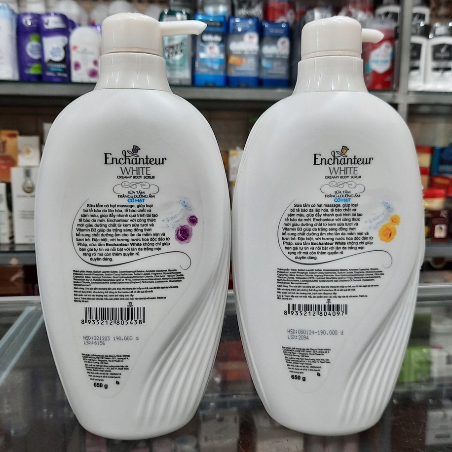 Enchanteur - Sữa tắm trắng và dưỡng ẩm có hạt 650g