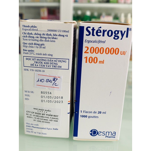 Vitamin D Sterogyl 100ml- bé từ sơ sinh tới 18 tháng của Pháp