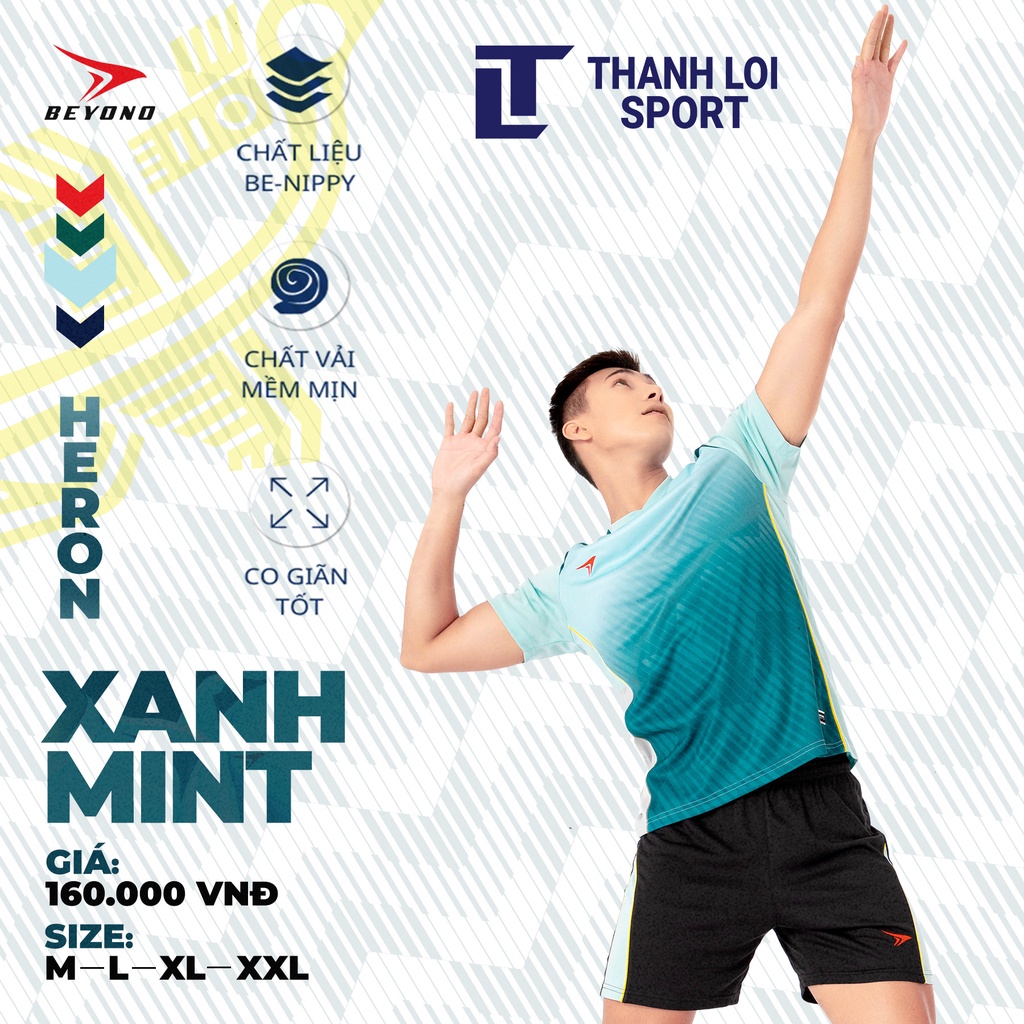 Bộ bóng chuyền nam, nữ Beyono Heron Xanh MINT vải Be-Nippy mềm mại,  thoáng mát, thấm hút mồ hôi