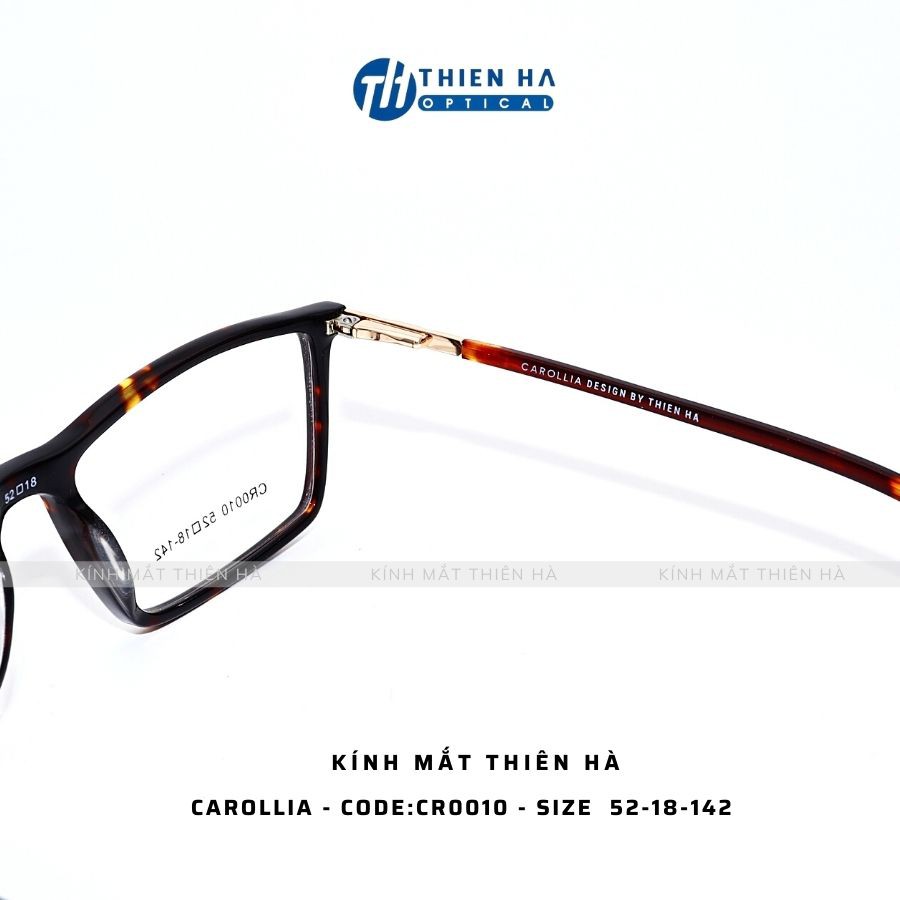 Gọng kính vuôngTHIEN HA OPTICA nam nữ cao cấp  chất liệu nhựa acetate càng metal size vừa và nhỏ dễ đeo CAROLLIA CR0010