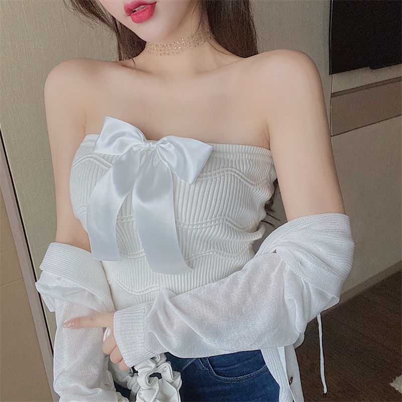 Áo Nữ Áo Yếm Thổ Cẩm Vintage Siêu Sexy Ngoài Phong Hàn Quốc Áo yếm quây quấn ngực hở lưng trần quyến rũ dạng ngắn dành cho phụ nữ