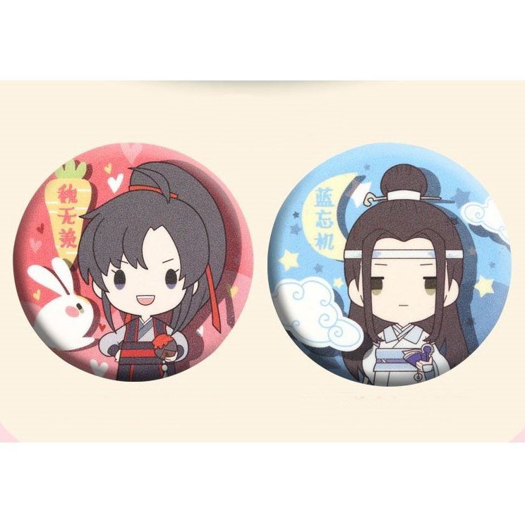 Huy hiệu cài áo IN HÌNH Ma đạo tổ sư Ngụy Anh Lam Trạm anime chibi dễ thương tiện lợi