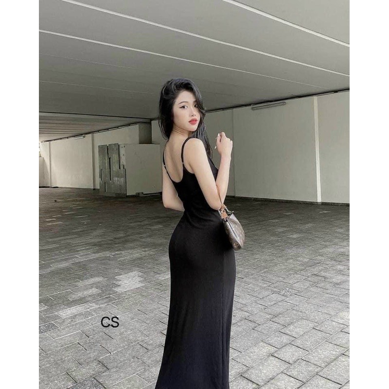 Đầm 2 dây thun lụa xẻ tà - freesize dưới 52kg - hình thật trải sàn Carotshop | BigBuy360 - bigbuy360.vn
