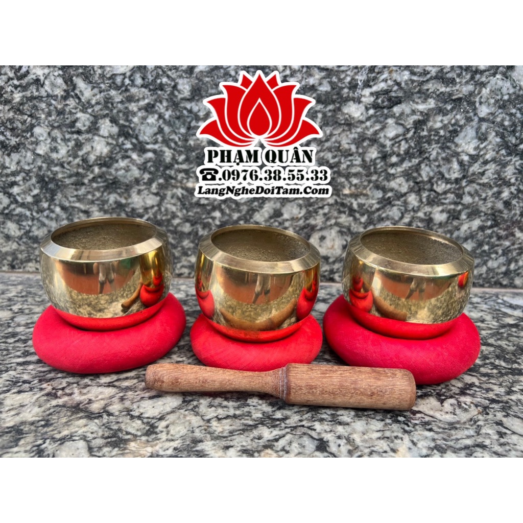 Chuông bằng đồng vàng, chuông mõ tụng kinh size 11cm