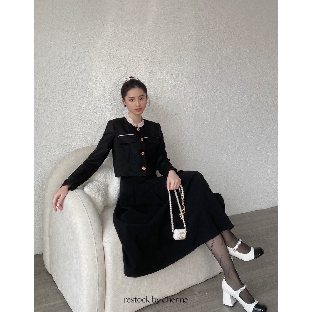 Chân váy Lisa Skirt - chân váy dài bồng xếp ly tiểu thư by Cherine