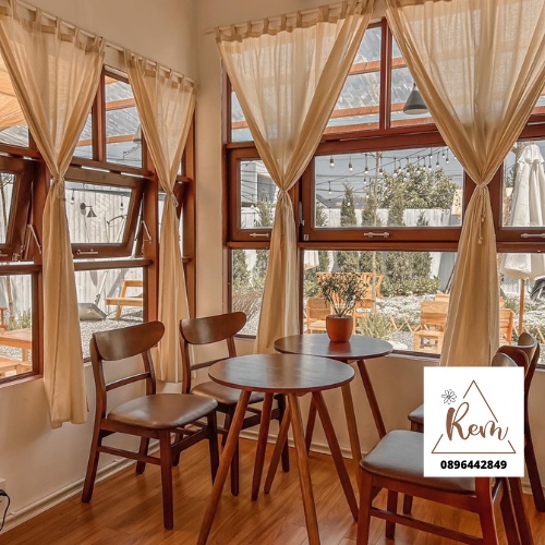 Rèm Vải Canvas Trắng Kem Trang Trí Cửa Sổ Homestay Vintage, Retro