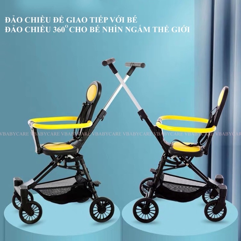 xe đẩy du lịch gấp gọn 2 chiều umoo, vovo . xe đẩy du lịch cho bé gấp gọn đảo chiều Vbaby Q1
