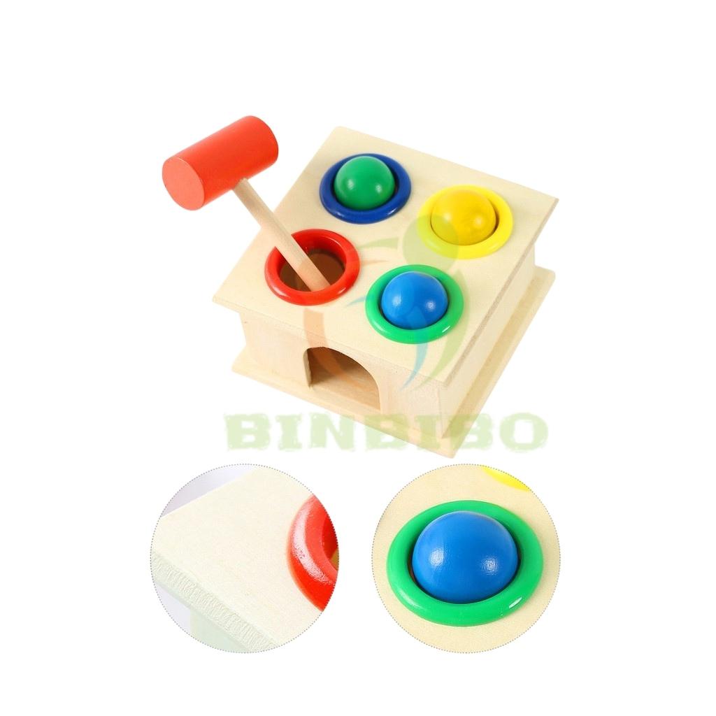 Đồ chơi Đập bóng bằng gỗ cho bé giúp nhận biết màu sắc Đồ Chơi Montessori Binbibo