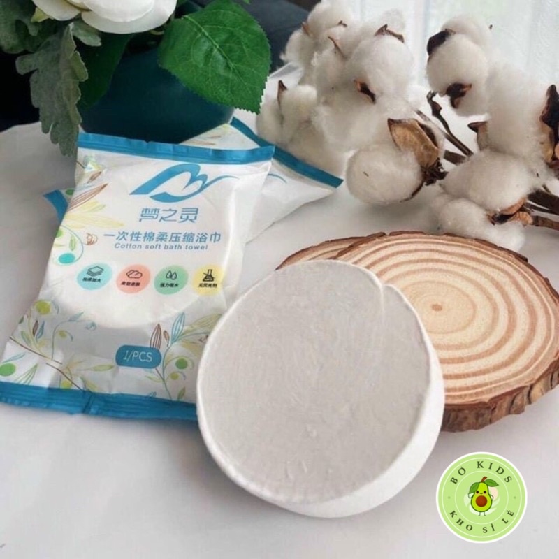 Khăn Tắm Viên Nén Du Lịch (70x140cm) dùng một lần, Khăn tắm cotton tiện lợi đễ sử dụng