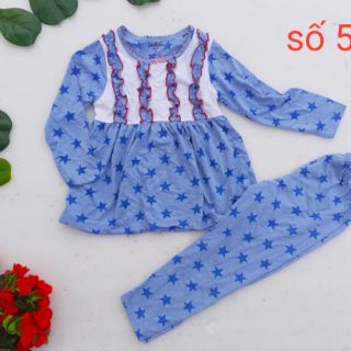 Bộ thun dài tay bé gái size đại