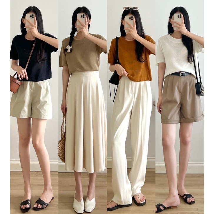 Áo len mỏng cộc tay cổ tròn_A0599