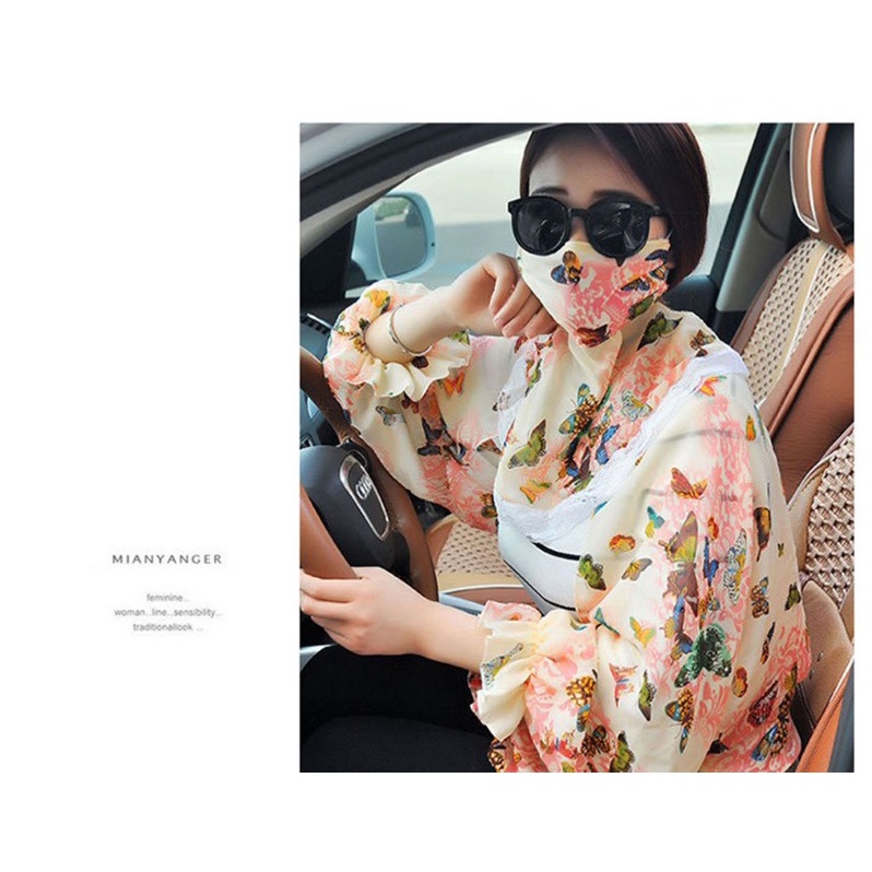 #460 Áo choàng chiffon chống nắng kèm khẩu trang