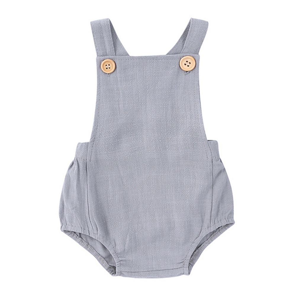 Bộ Áo Liền Quần Vải Cotton Lanh Mềm Mại Màu Trơn Dễ Thương Cho Bé Trai + Gái