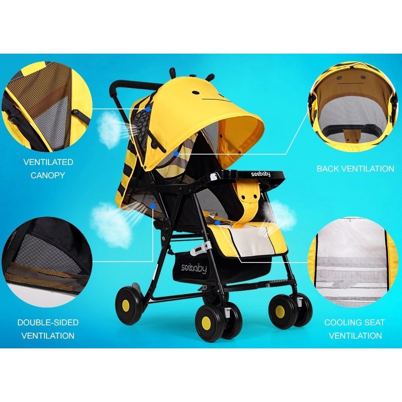 Xe đẩy trẻ em Seebaby QQ3 gấp gọn chú ong