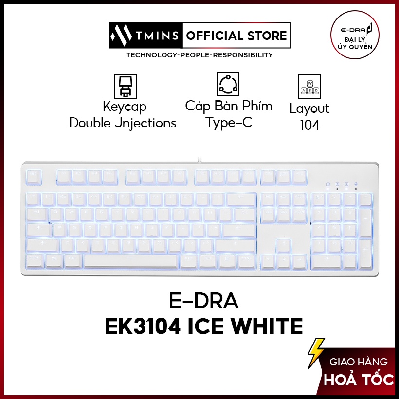 Bàn phím cơ E-Dra EK3104 Ice White