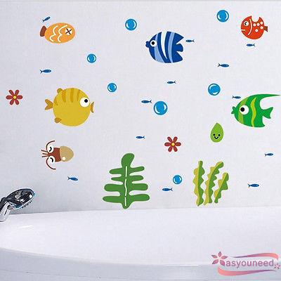 Decal dán tường trang trí phòng cho bé hình con cá nhiều màu sắc dễ gỡ bỏ chất liệu PVC kích thước 24x42cm