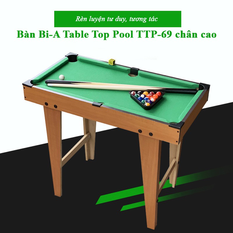 ⚡Đồ chơi bàn Bi-A kiểu dáng chân cao bằng gỗ Table Pool TP-70 ⚡ kích thước 70x40x60cm ⚡ phù hợp cho trẻ nhỏ và người lớn