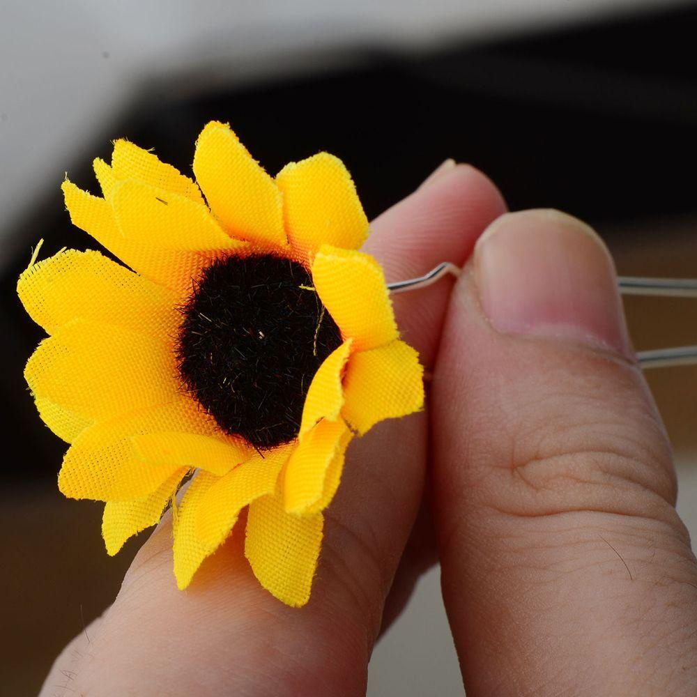 Kẹp Tóc Hình Hoa Cúc / Hướng Dương Lấp Lánh Phong Cách Boho Cho Cô Dâu