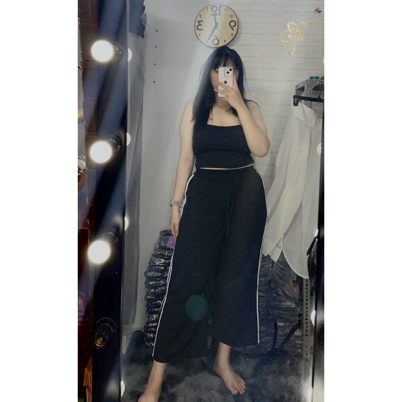 Quần suông sọc xẻ tà nữ bigsize