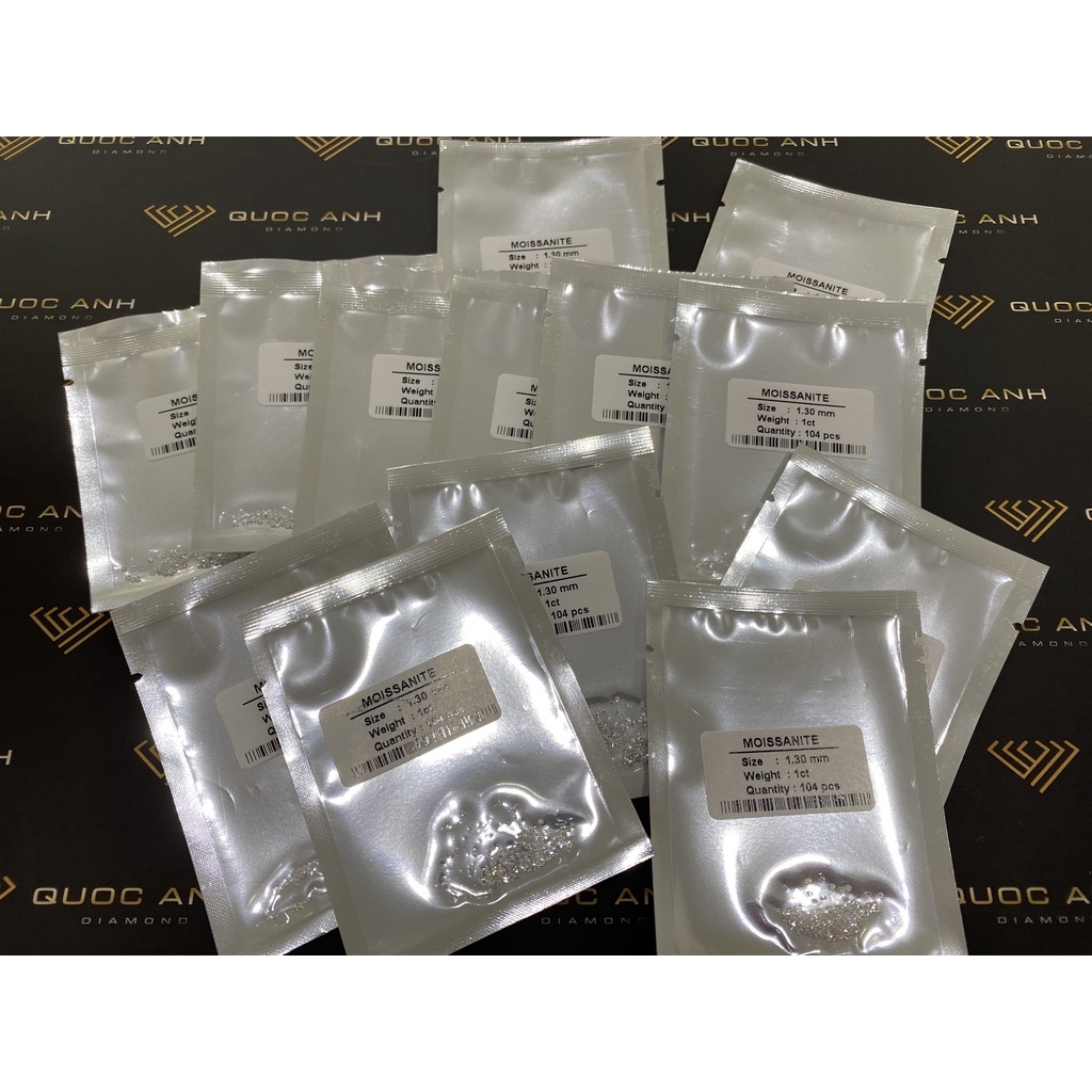 Combo 1 túi  Kim cương Moissanite Mỹ - Trắng - size 0.8 - 2.5 ly siêu đẹp