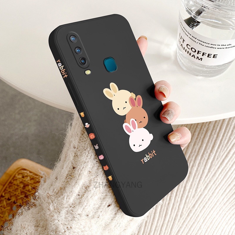ốp lưng vivo y12 y11 y15 y17 y19 Ốp Điện Thoại TPU Silicone Hình Ba Chú Thỏ Đáng Yêu Kèm Dây Đeo Cho vivo y12 y11 y15 y17 y19