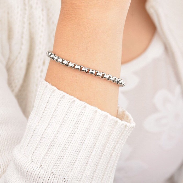 Vòng Tay Nam Lắc Tay Unisex Thời Trang Vòng Tay Nam Nữ Basic Astaaccessories Màu Bạc Đen Titan - Vòng Tay Trơn