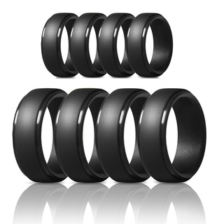 Nhẫn Cao Su Silicone Màu Đen 8mm # 7