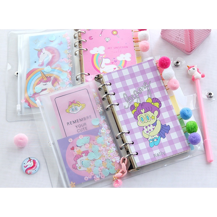 Sổ còng binder KOLANO sổ tay ghi chép A6 tự thiết kế tặng kèm 13 món phụ kiện trang trí đáng yêu SN-001377
