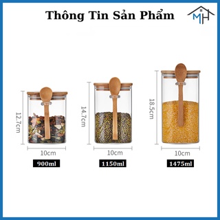 Hũ thủy tinh nắp gỗ (Kèm thìa)