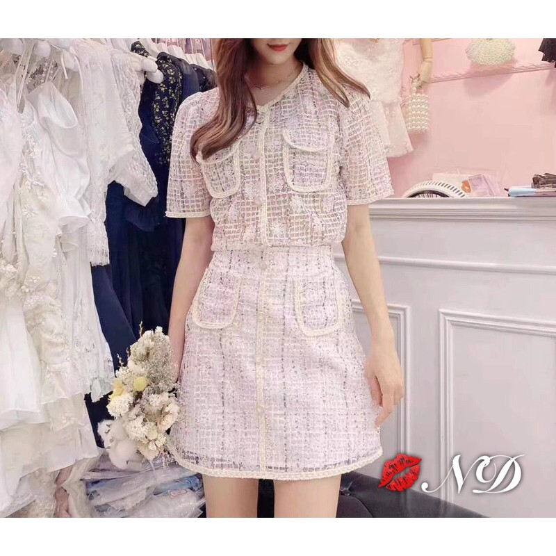 Sét áo lưới viền , gigi