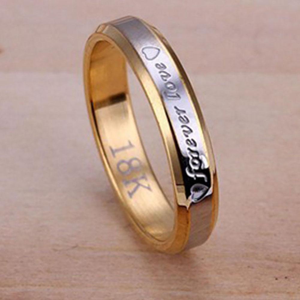 Nhẫn Đính Hôn Bằng Thép Không Gỉ Mạ Vàng 18K Cho Cặp Đôi