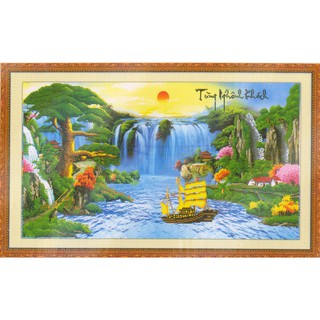 (GIẢM GIÁ) Tranh Đính Đá ABC 3D Tùng Nghênh Khách DF032 (KHÁCH TỰ ĐÍNH) KT:90X52CM