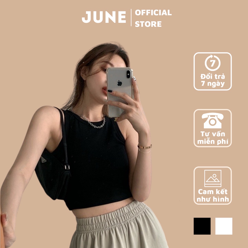 Áo croptop ba lỗ thun JUNE 3 màu dáng croptop nữ - Phông trơn body dáng ôm co dãn