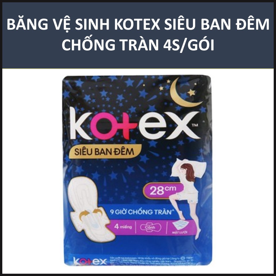 Băng vệ sinh Kotex Siêu ban đêm 28cm 4 miếng/gói