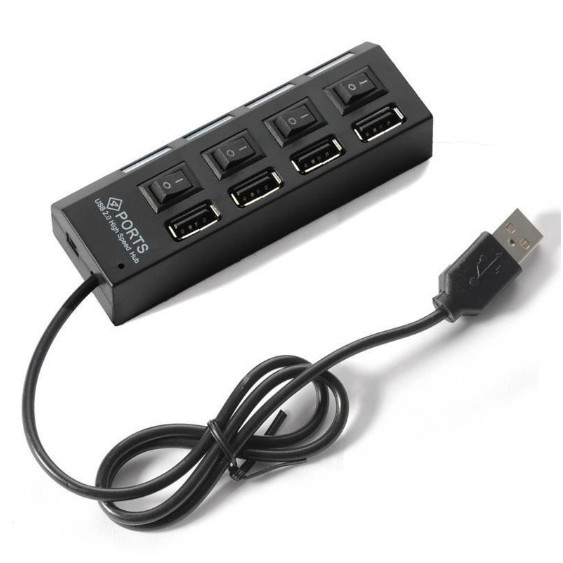 Bộ chia 4 cổng USB Hub đa năng dùng cho mọi dòng máy - Tặng kèm giắc OTG dùng cho các máy Android/Windows