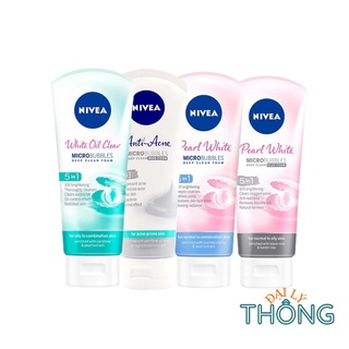 Sữa Rửa Mặt Nữ Nivea White Oil Clear |Pearl White Micro Bubbles Deep Clean/Clean Clay Foam 5IN1 100g