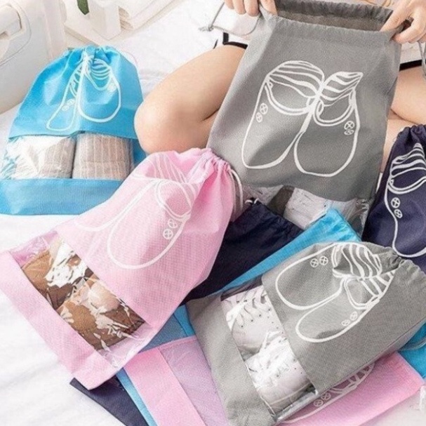 Túi dây rút đựng giày dép dây rút chống thấm nước Size lớn  43x31cm Loại Dày Nhiều Màu Pastel