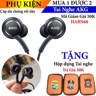 Tai nghe nhét tai Cao cấp giá rẻ AKG Phụ kiện S10 S10+ và Tặng Kèm 1 hộp đựng Tai nghe cáp sạc nhỏ gọn
