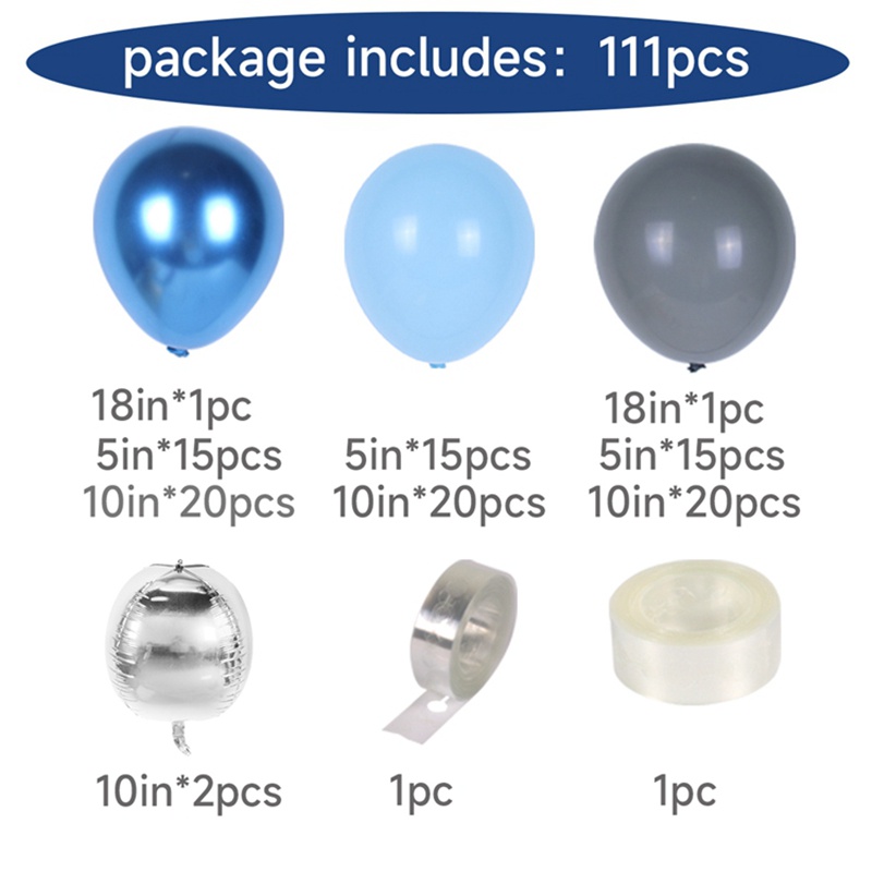 Bộ Bong Bóng Bay Xanh Dương Trang Trí Sinh Nhật 1 Tuổi